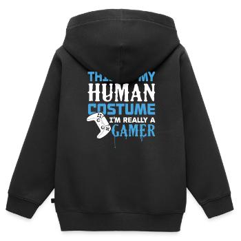 I'm really a gamer - Kids Premium Organic Zip-up Hoodie - black - Back - AI Model Kid Male (0cm)