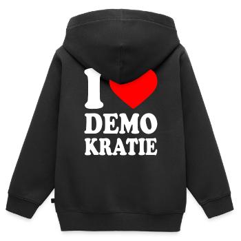 i love demokratie - Kinder Premium Organic Zip Hoodie - Schwarz - Hinten - AI Model Kid Male (0cm)