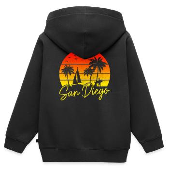 San Diego Kalifornien Vintage Souvenir - Kinder Premium Organic Zip Hoodie - Schwarz - Hinten - AI Model Kid Male (0cm)