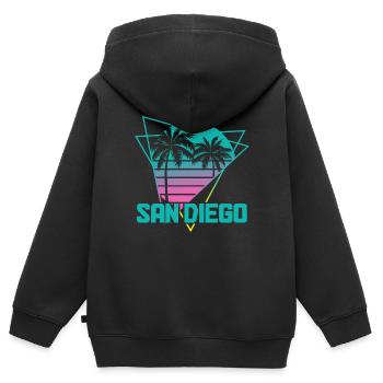 San Diego Kalifornien Vintage Souvenir - Kinder Premium Organic Zip Hoodie - Schwarz - Hinten - AI Model Kid Male (0cm)
