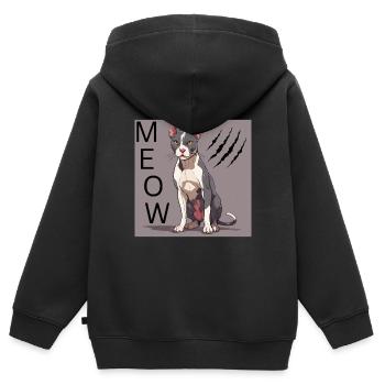 Angry Cat - Kinder Premium Organic Zip Hoodie - Schwarz - Hinten - AI Model Kid Male (0cm)