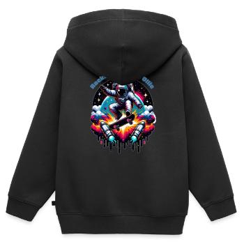 Rocket Powered Ollie - Kinder Premium Organic Zip Hoodie - Schwarz - Hinten - AI Model Kid Male (0cm)