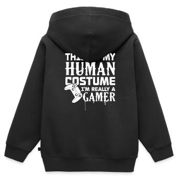 I'm really a gamer - Kids Premium Organic Zip-up Hoodie - black - Back - AI Model Kid Male (0cm)
