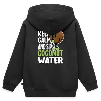 Kokosnusswasser Humor - Kinder Premium Organic Zip Hoodie - Schwarz - Hinten - AI Model Kid Male (0cm)
