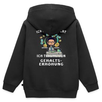 AUGMENTATION DE SALAIRE DE MAN DESK - Sweat Premium à capuche zippé enfant bio - noir - Dos - AI Model Kid Male (0cm)