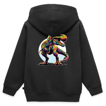 Tyrannosaurus Rex, Dinosaurier - Kinder Premium Organic Zip Hoodie - Schwarz - Hinten - AI Model Kid Male (0cm)
