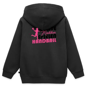 Echte Mädchen spielen Handball - Kinder Premium Organic Zip Hoodie - Schwarz - Hinten - AI Model Kid Male (0cm)