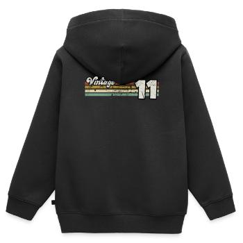 Retro-Geburtstag geboren im Jahr 2011 Slogan Phrase Zitat - Kinder Premium Organic Zip Hoodie - Schwarz - Hinten - AI Model Kid Male (0cm)