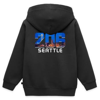 Cadeau Souvenir de Seattle Washington - Sweat Premium à capuche zippé enfant bio - noir - Dos - AI Model Kid Male (0cm)