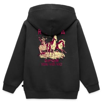 ROMA STREITWAGEN SPQR VENI VIDI VICI - Kinder Premium Organic Zip Hoodie - Schwarz - Hinten - AI Model Kid Male (0cm)