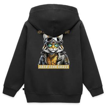 CAT LEATHER JACKET MOTORCYCLE PERFECT CRASS - Kids Premium Organic Zip-up Hoodie - black - Back - AI Model Kid Male (0cm)