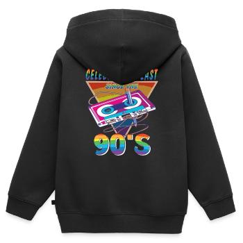 CASSETTE CELEBRATION BEAST ANNÉES 90 - Sweat Premium à capuche zippé enfant bio - noir - Dos - AI Model Kid Male (0cm)