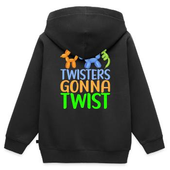 Ballontier Balloon Twisting - Kinder Premium Organic Zip Hoodie - Schwarz - Hinten - AI Model Kid Male (0cm)