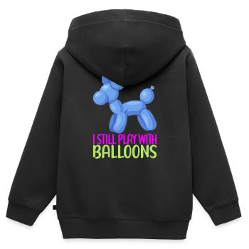 Ballontier Balloon Twisting - Kinder Premium Organic Zip Hoodie - Schwarz - Hinten - AI Model Kid Male (0cm)
