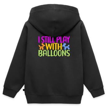Ballontier Balloon Twisting - Kinder Premium Organic Zip Hoodie - Schwarz - Hinten - AI Model Kid Male (0cm)