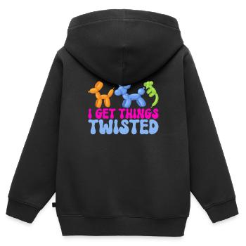Ballontier Balloon Twisting - Kinder Premium Organic Zip Hoodie - Schwarz - Hinten - AI Model Kid Male (0cm)