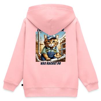KATZE INSTALLATEUR - Kinder Premium Organic Zip Hoodie - Rosa - Hinten - AI Model Kid Female (0cm)