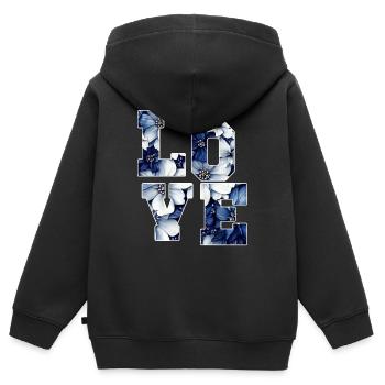 Blumige Liebe Liebessymphonie Romantisch - Kinder Premium Organic Zip Hoodie - Schwarz - Hinten - AI Model Kid Male (0cm)