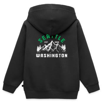 Cadeau Souvenir de Seattle Washington - Sweat Premium à capuche zippé enfant bio - noir - Dos - AI Model Kid Male (0cm)