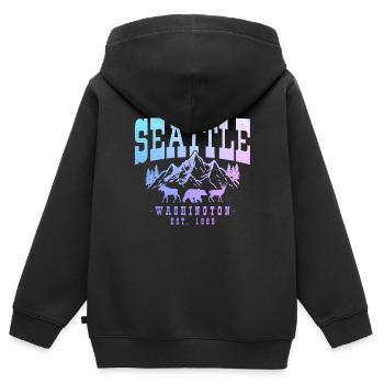 Seattle Washington Souvenir Geschenk - Kinder Premium Organic Zip Hoodie - Schwarz - Hinten - AI Model Kid Male (0cm)