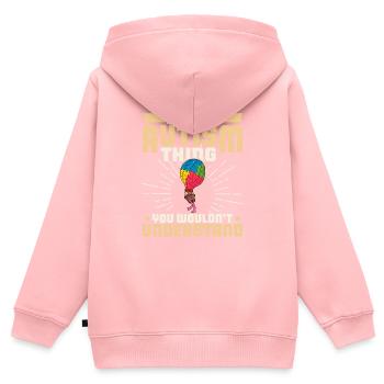 Ballon autiste autisme chose pièce de puzzle - Sweat Premium à capuche zippé enfant bio - rose - Dos - AI Model Kid Female (0cm)