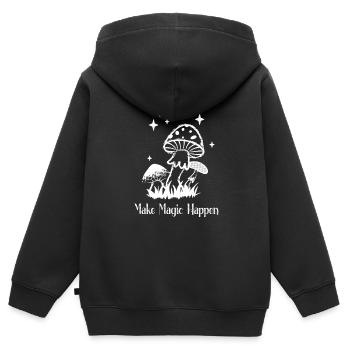 Magie, Wicca, Champignons, Occulte, Gothique, Manifester - Sweat Premium à capuche zippé enfant bio - noir - Dos - AI Model Kid Male (0cm)