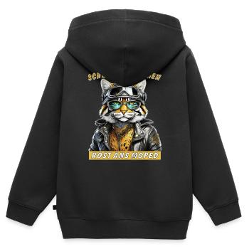 CAT LEATHER JACKET TALK ME NO RUST TO THE M - Kids Premium Organic Zip-up Hoodie - black - Back - AI Model Kid Male (0cm)