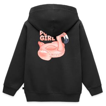 Piscine Fille Flamingo Floatie Piscine - Sweat Premium à capuche zippé enfant bio - noir - Dos - AI Model Kid Male (0cm)
