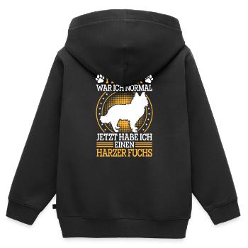 Harz Fox Formerly Normal Herding Dog Herding Fox - Kids Premium Organic Zip-up Hoodie - black - Back - AI Model Kid Male (0cm)