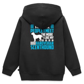 Sweathound hanovrien plus comme - Sweat Premium à capuche zippé enfant bio - noir - Dos - AI Model Kid Male (0cm)