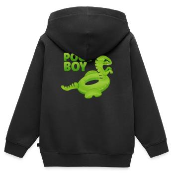Piscine Garçon Dinosaure Floatie Piscine - Sweat Premium à capuche zippé enfant bio - noir - Dos - AI Model Kid Male (0cm)