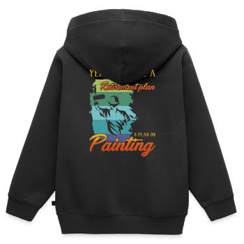 Retirementplan Painting künstlerisch Dekorieren - Kinder Premium Organic Zip Hoodie - Schwarz - Hinten - AI Model Kid Male (0cm)