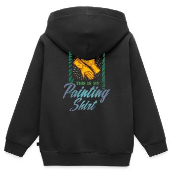 C’est ma chemise de peinture Décorer Casting Peinture - Sweat Premium à capuche zippé enfant bio - noir - Dos - AI Model Kid Male (0cm)