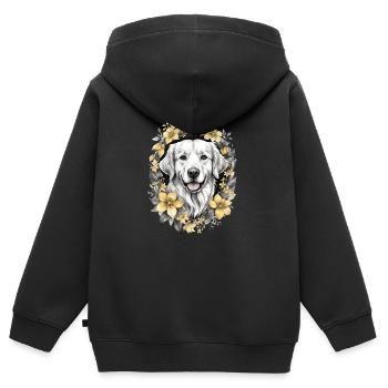 Golden retriever - Sweat Premium à capuche zippé enfant bio - noir - Dos - AI Model Kid Male (0cm)
