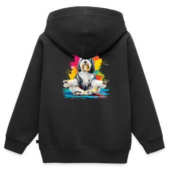 Inhale, Exhale - Pug, Yoga, Exercise, Dog Sports - Kids Premium Organic Zip-up Hoodie - black - Back - AI Model Kid Male (0cm)