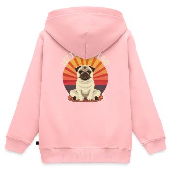 Mops Meditiert Lotus Sitz Lebensbaum Meditation - Kinder Premium Organic Zip Hoodie - Rosa - Hinten - AI Model Kid Female (0cm)