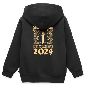 Chinesisches Jahr des Drachen 2024 Chinesisches - Kinder Premium Organic Zip Hoodie - Schwarz - Hinten - AI Model Kid Male (0cm)
