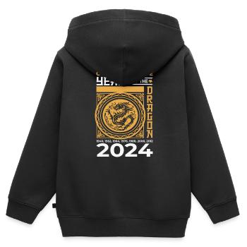 Chinesisches Jahr des Drachen 2024 Chinesisches - Kinder Premium Organic Zip Hoodie - Schwarz - Hinten - AI Model Kid Male (0cm)