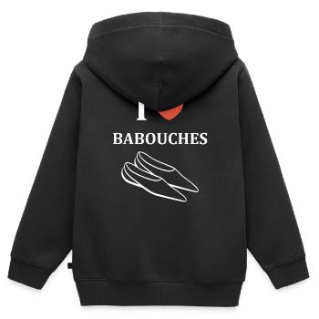 Hausschuhe Humor - Kinder Premium Organic Zip Hoodie - Schwarz - Hinten - AI Model Kid Male (0cm)