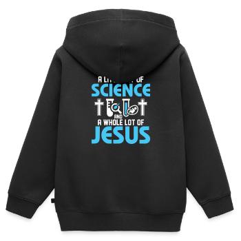 A Little Bit Of Science And A Whole Lot Of Jesus E - Kinder Premium Organic Zip Hoodie - Schwarz - Hinten - AI Model Kid Male (0cm)