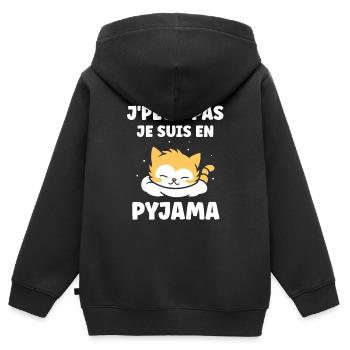 Je peux pas je suis en pyjama - Sweat Premium à capuche zippé enfant bio - noir - Dos - AI Model Kid Male (0cm)