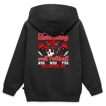 Eishockey Eishockeyspieler Puck - Kinder Premium Organic Zip Hoodie - Schwarz - Hinten - AI Model Kid Male (0cm)