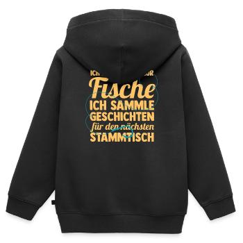 Angler Fischen Angelrute Angeln - Kinder Premium Organic Zip Hoodie - Schwarz - Hinten - AI Model Kid Male (0cm)