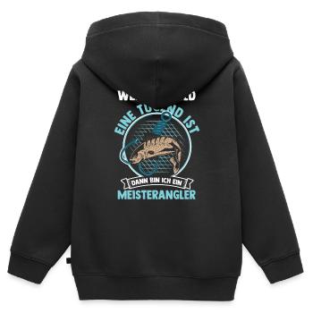 Pêcheur à la ligne Canne à pêche Pêche - Sweat Premium à capuche zippé enfant bio - noir - Dos - AI Model Kid Male (0cm)