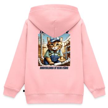 INSTALLATEUR DE CHAT - Sweat Premium à capuche zippé enfant bio - rose - Dos - AI Model Kid Female (0cm)