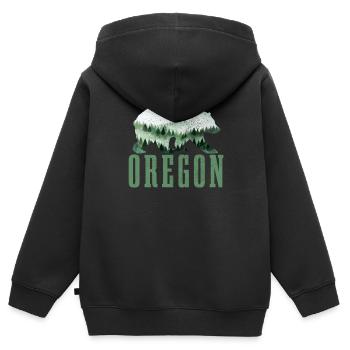 Oregon - Kinder Premium Organic Zip Hoodie - Schwarz - Hinten - AI Model Kid Male (0cm)