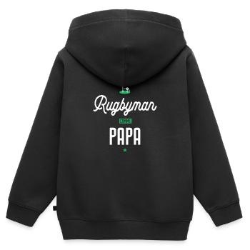 Künftiger Rugbyspieler wie Papa. Rugbyspieler - Kinder Premium Organic Zip Hoodie - Schwarz - Hinten - AI Model Kid Male (0cm)