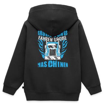 LKW-Fahrer Laster Große Jungs - Kinder Premium Organic Zip Hoodie - Schwarz - Hinten - AI Model Kid Male (0cm)