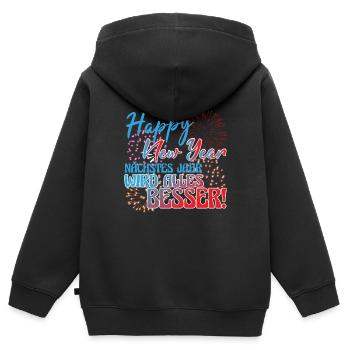 Silvester Neujahr Silvesterparty - Kinder Premium Organic Zip Hoodie - Schwarz - Hinten - AI Model Kid Male (0cm)