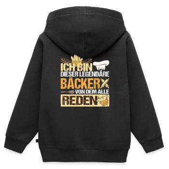 Bäcker Konditor Ich bin der legendäre Bäcker - Kinder Premium Organic Zip Hoodie - Schwarz - Hinten - AI Model Kid Male (0cm)